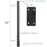 Senmit Cable Railing Post Fascia Mount-Stainless Steel Square Weldless 42"x2"x2" Pre-drilled Side Mount Metal Post for Wood Deck, Black 4 Pack Senmit