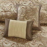 Madison Park Essentials Brystol 24 Piece Room in a Bag Faux Silk Comforter Jacquard Paisley Design Matching Curtains Down Alternative Hypoallergenic All Season Bedding-Set, Queen(90"x90"), Brown Madison Park