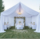 20ftx20ft White Backdrop Ceiling Drapes,4Panels 20ft Height Wrinkle Free Tent Draping Curtains, Fabric Drapery Ceiling Drapes for Wedding Ceremony Birthday Theme Parties with Rod Pocket Outpain