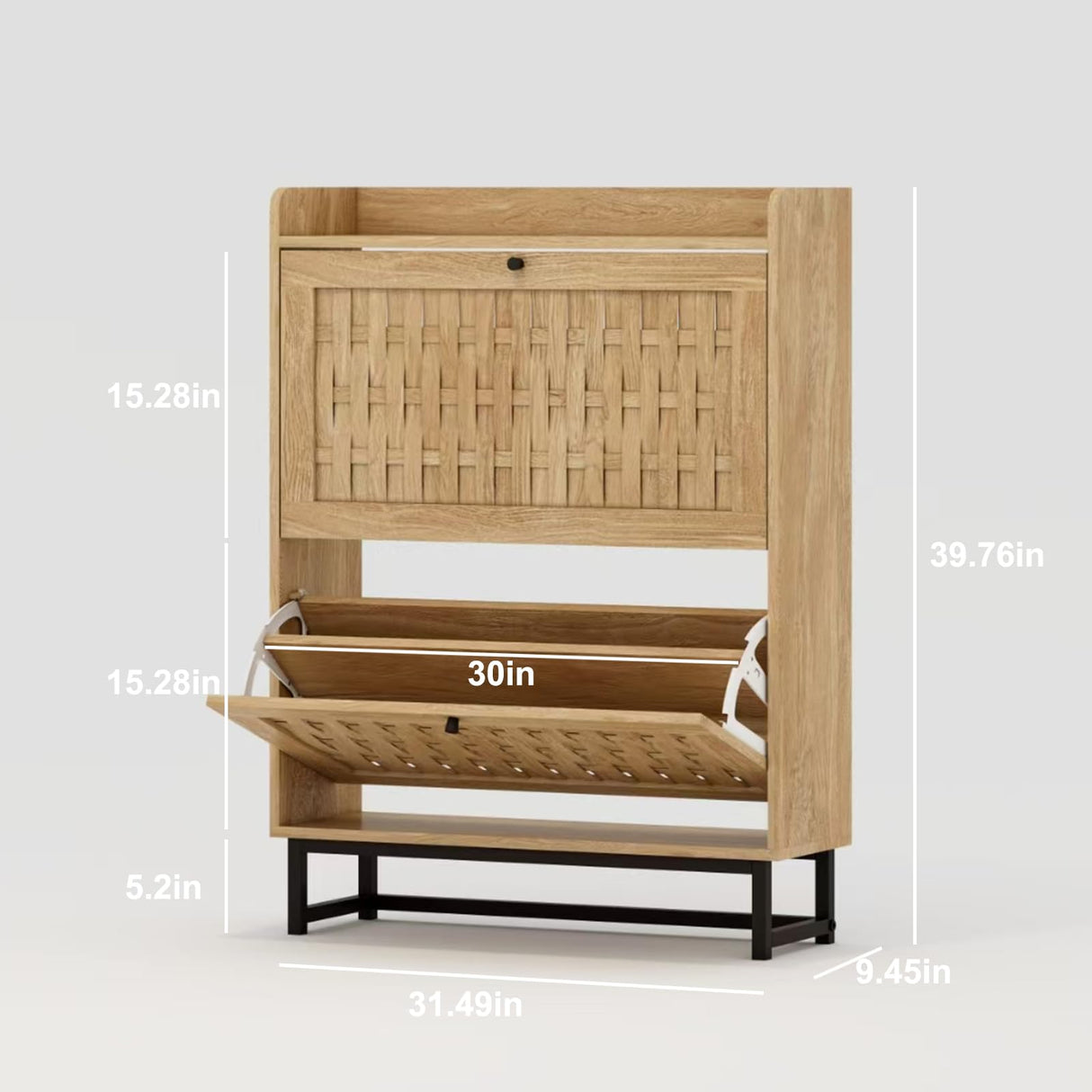 Aingli Shoe Cabinet Shoes Storage Cabinet Narrow Shoe Rack Cabinet Breathable MDF Shoe Cabinet Freestanding Organizer with 2 Flip Drawers Metal Legs for Entryway Aingli