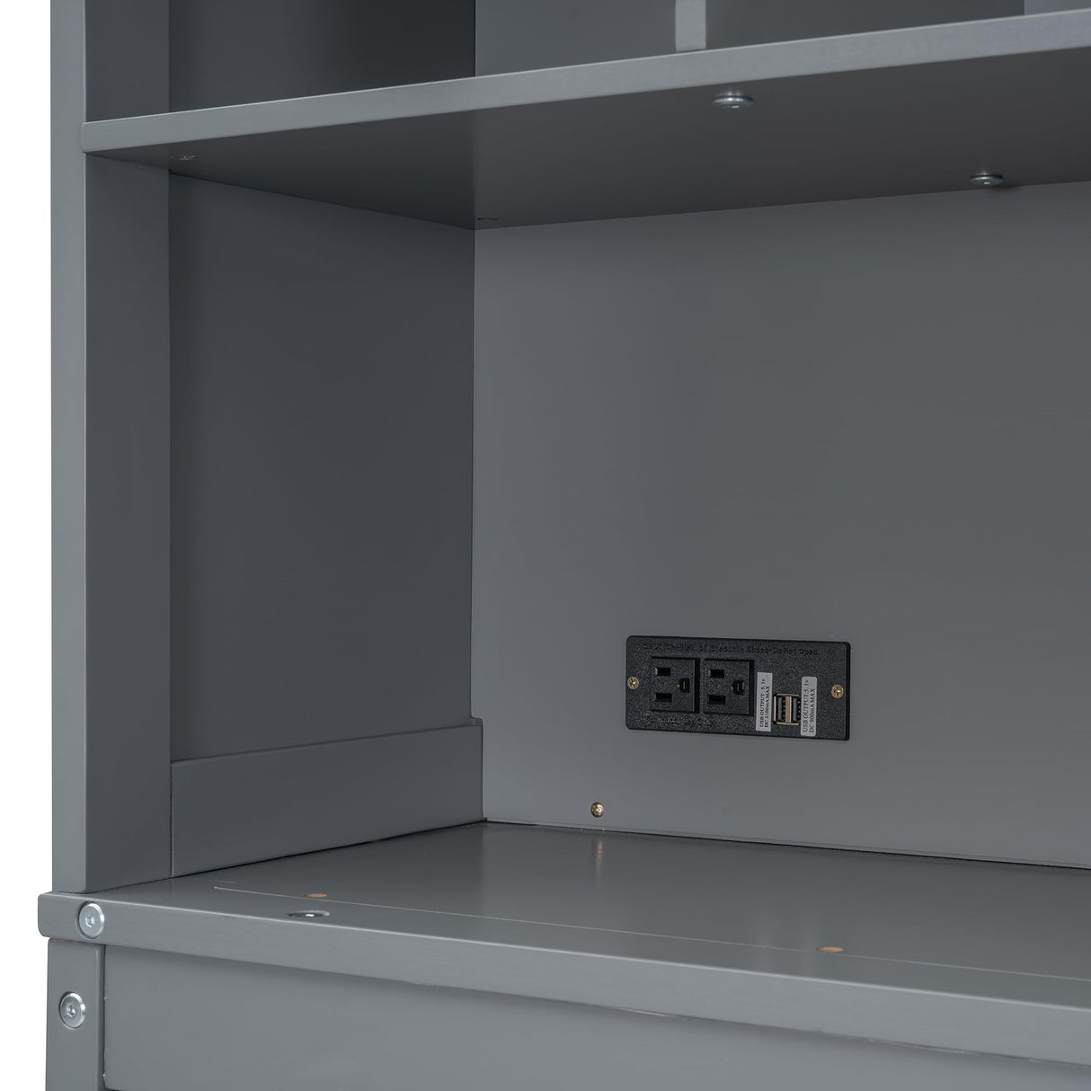 Merax Farmhouse Solid Wood Murphy Bed Chest with Top Shelves & USB Charging, Storage Wall Platform Bed with Wood Slat Support/Space Saving Queen,Gray Merax