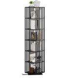 Espelism 6 Tier Rotating Bookshelf, 360° Spinning Narrow Bookcase Tower, Space Saving Floor Standing Wood Shelf & CD Organizer for Small Spaces, Bedroom, Living Room, Office (Black, 6-Tier) Espelism