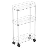 Yieach Slim Rolling Cart with Wheels for Small Spaces,3 Tier Skinny Utility Bathroom Storage Cabinet & Laundry Room Organization,5.1″W Narrow Shelf Unit for Small Spaces,Toilet Side,Office,Kitchen Yieach