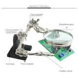 Helping Hands Magnifier Stand with Dual Alligator Clips Adjustable – FEITA 5X Magnifying Glass Perfect for Soldering, Crafting, Hobby, Micro Objects FEITA
