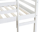 LINKHOO Twin Size Wooden Low Loft Bed with Guardrail and Ladder for Kids, Boys and Girls, No Box Spring Needed, White LINKHOO