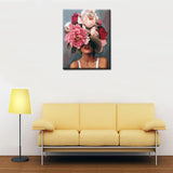 Tucocoo Girl with Flowers on Head Paint by Numbers for Adults Fashion Figure Lady Abstract Drawing Oil Paint by Numbers Modren Lady Head Flower Acrylic Oil Painting Set Without Frame-16''W x 20''H Tucocoo