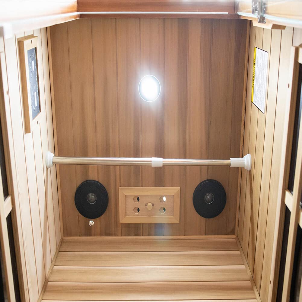 Xmatch Far Infrared Wooden Sauna Canadian Red Cedar, 1-Person Size, with 1350W, 8 Low EMF Heaters & 2 Bluetooth Speakers Xmatch