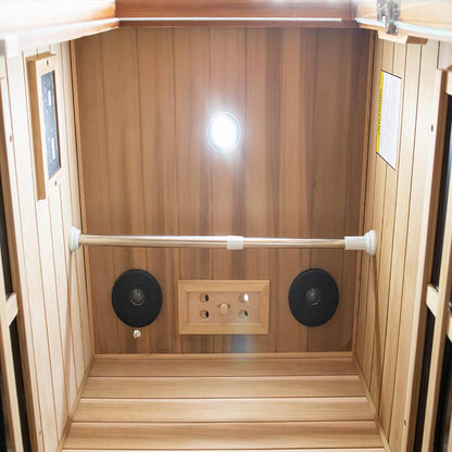 Xmatch Far Infrared Wooden Sauna Canadian Red Cedar, 1-Person Size, with 1350W, 8 Low EMF Heaters & 2 Bluetooth Speakers