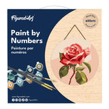 Figured'Art Paint by Numbers Kit for Adults on Wood Slice, 11.8in Diameter - Red Rose - Craft Art Painting DIY Canvas Figured'Art