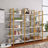 Tribesigns Vintage Industrial 5-Tier Bookshelf - Gold & White Etagere Bookcase 70" H x 47" L Tribesigns