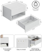 Aienvey Floating Nightstand, Small Modern Floating Nightstand with Drawer, Floating Shelves for Bedroom, Bathroom, White Stripe Aienvey