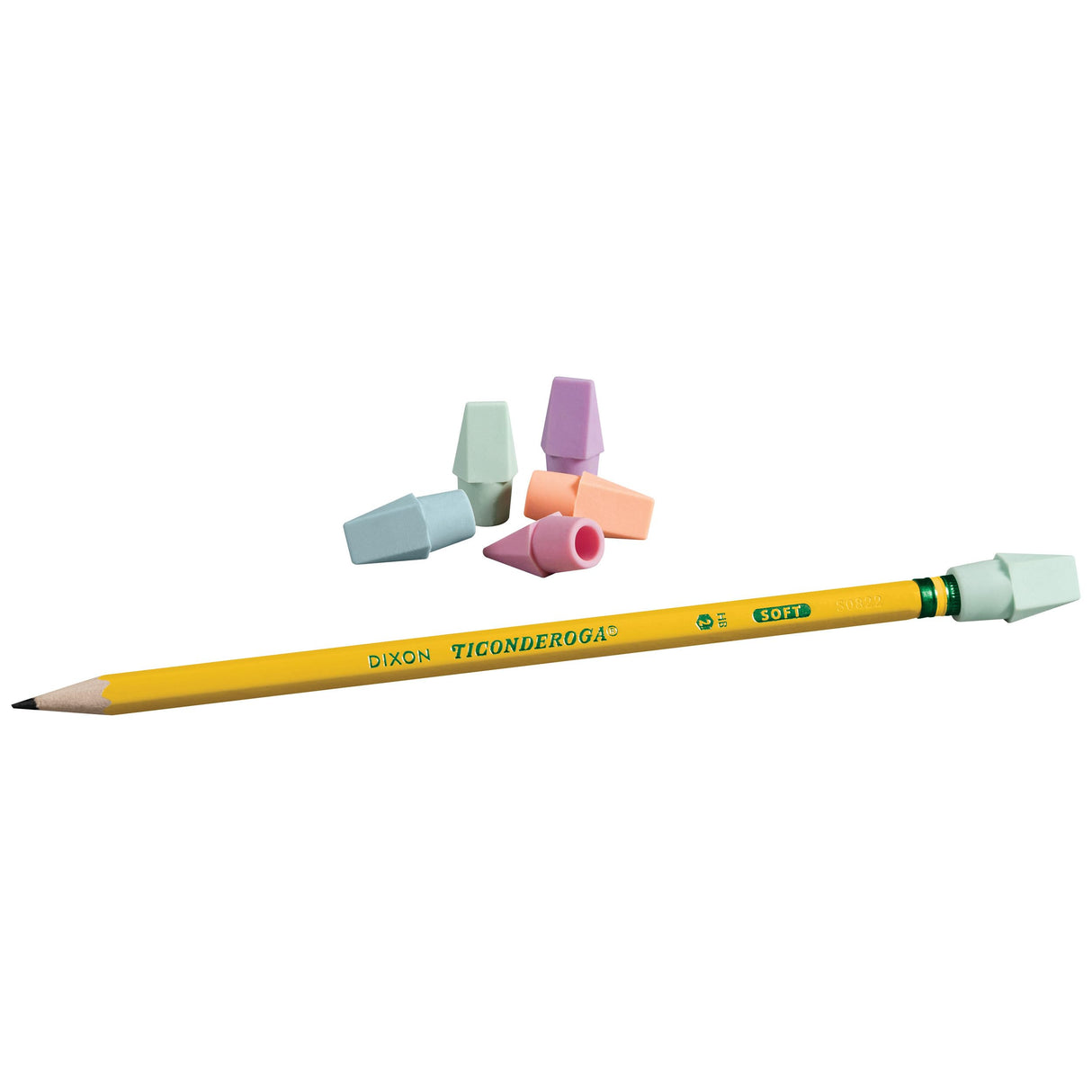Ticonderoga Pencil Cap Erasers, Assorted Pastel Colors, 10 Count Ticonderoga