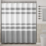 AmazerBath Shower Curtain, Washable Cloth Black Shower Curtain Sets with 12 Shower Curtain Hooks, Fabric Rustic Black and White Striped Shower Curtain, Farmhouse Bathroom Shower Curtain, 72x72 Inches AmazerBath