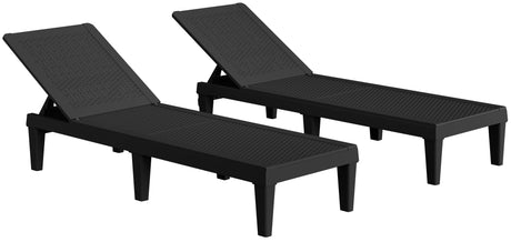 Greesum Outdoor Chaise Lounge Chairs Set of 2 with 5-Position Adjustable Backrest, Waterproof PE Sun Loungers for Garden Pool Beach Patio Deck Sunbathing, Black Greesum