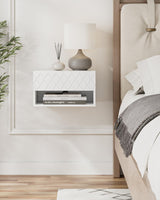 Aienvey Floating Nightstand, Small Modern Floating Nightstand with Drawer, Floating Shelves for Bedroom, Bathroom, White Diamond Aienvey