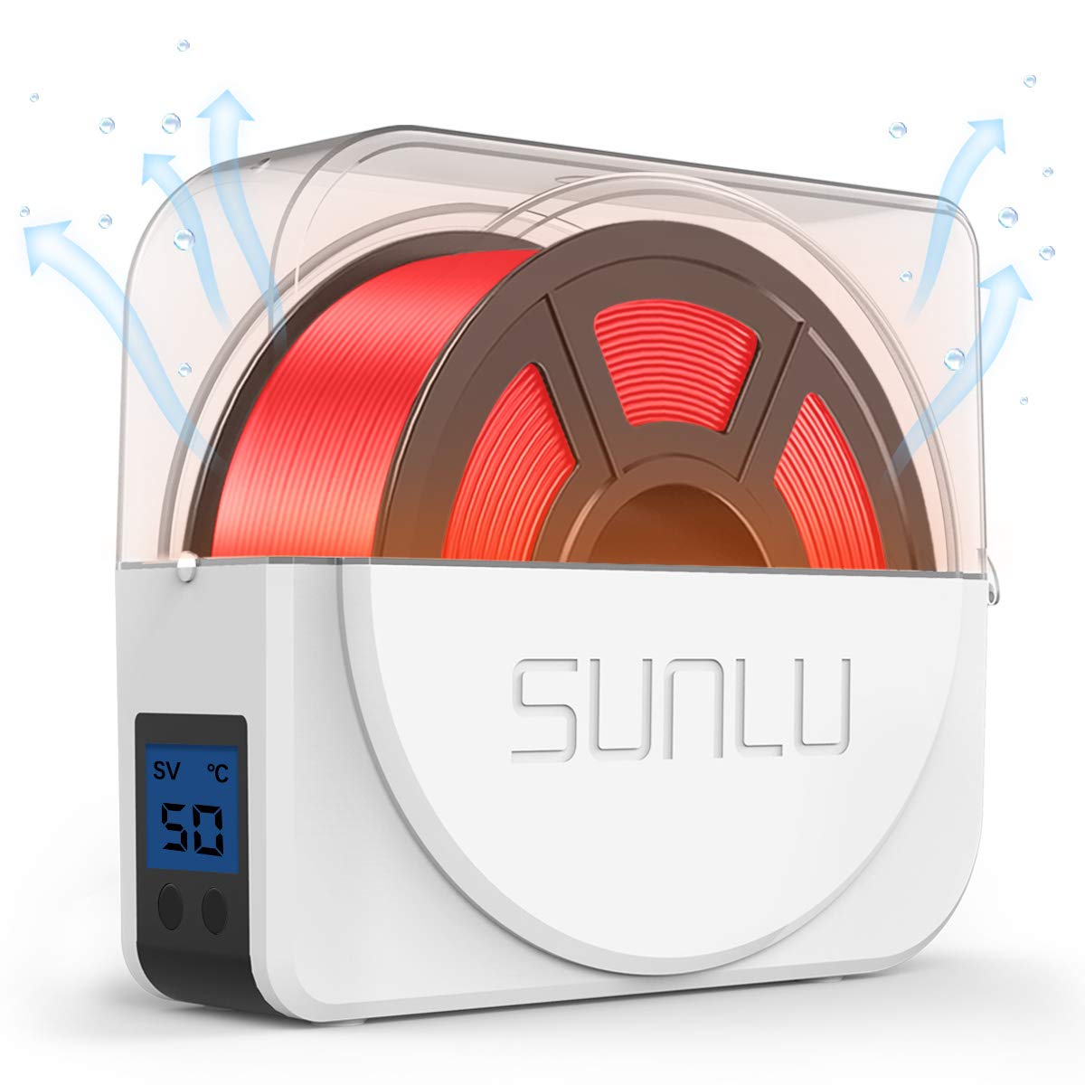 SUNLU Official Filament Dryer S1 Plus, Built-in Circulation Fan, Filament Dryer Box Storage Box for 3D Printer Filament 1.75 2.85 3.00, S1 Plus White - WoodArtSupply