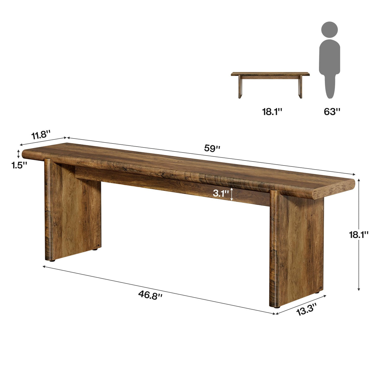 Tribesigns 59-Inch Entryway Bench, Farmhouse Shoe Bench Seat for Hallway, Foyer, Mudroom Tribesigns