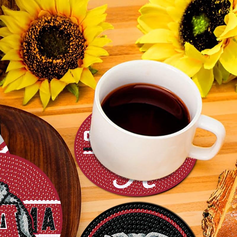 Bartogro 8 Pcs College Football Diamond Art Coasters Kits with Holder, Diamond Painting Coaster Kits DIY Crafts for Adults Diamond Art Painting Kits Supplies for Alabama Gift Bartogro