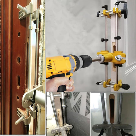 Mortise Lock Jig,Door Lock Hole Opener Kit for Wooden Doors,Door Lock Installation Kit Mortising Machine Mortise Jig with 3 Drill Bits,Suitable for Angle Grinder and Electric Hand Drill YoTmake