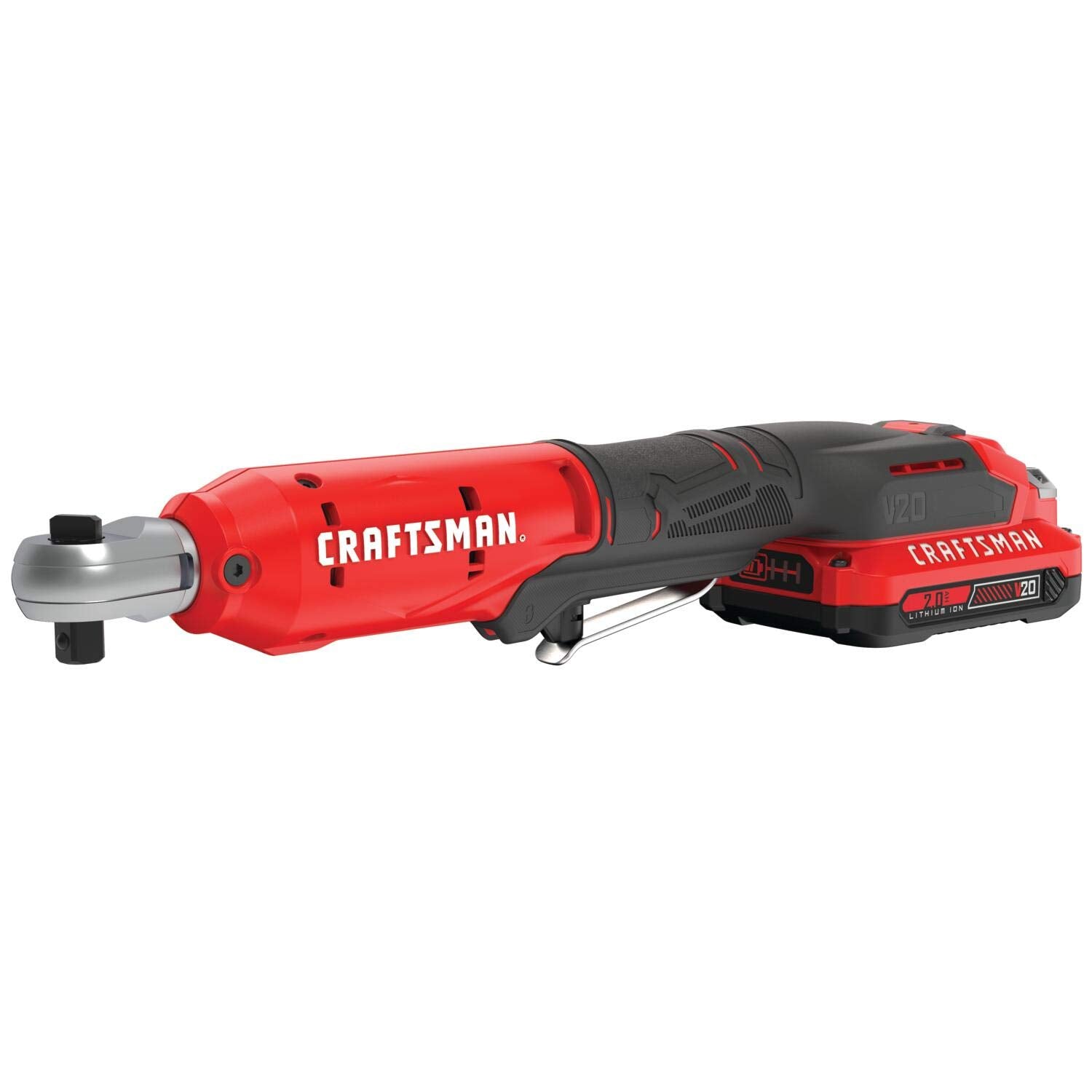 CRAFTSMAN V20 Cordless Ratchet Wrench Kit, 3/8 inch Drive, 300 RPM, up to 35 ft-lbs of Torque, Battery and Charger Included (CMCF930D1) - WoodArtSupply