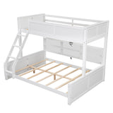 Modern Twin XL Over Queen Bunk Bed with Storage Cabinets and USB Ports,for Kids Teens Adults Bedroom Use (Antique White#x, Twin XL Over Queen) KLMM
