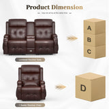 Recliner Sofa Sets, Massage Reclining Loveseat Sofa Heavy Weight Capacity, 1 Single Power Recliner Chairs Heat & Massage, RV Clearance Love Seat Couch with Console, USB, Type C Port for Living Room Aotolo
