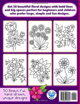 Coloring Book: Beautiful and Easy Flowers WoodArtSupply
