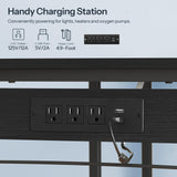 HOOBRO 20-29-37 Gallon Fish Tank Stand with Power Outlets and LED Light, Aquarium Stand with Storage Shelves, 35.4" L x 15.7" W, Reptile Tank Stand with Stable Metal Frame, Black BK80UDFT01 HOOBRO