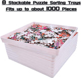 WISHDIAM 8 Puzzle Sorting Trays Fit Up to 2000 Pieces Puzzles Jigsaw Puzzle Trays Puzzles Accessories Puzzle Stacking Trays Gift for Puzzlers(White) WISHDIAM
