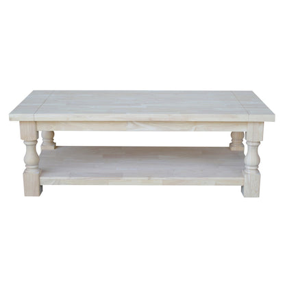 IC International Concepts Tuscan Coffee Table, 56 x 26-inch, Unfinished - WoodArtSupply