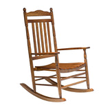 VINGLI Wood Rocking Chair Outdoor with 450 lbs Support Relaxing Rocker Solid Wood High Back Seat Reclining Seat for Deck, Garden, Backyard, Porch, Indoor or Outdoor Use, Oak VINGLI