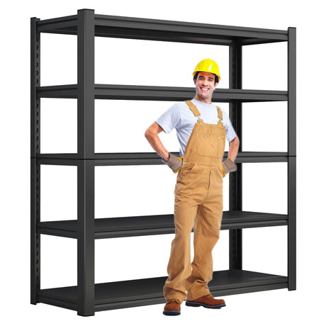 LLIIFFEE 72" H|59.1" W Storage Shelves Heavy Duty Adjustable 5 Tier Garage Shelving 3000 lbs Metal Shelf Industrial Utility Rack for Warehouse, Pantry, Basement, Workshop Storage & Organization LLIIFFEE