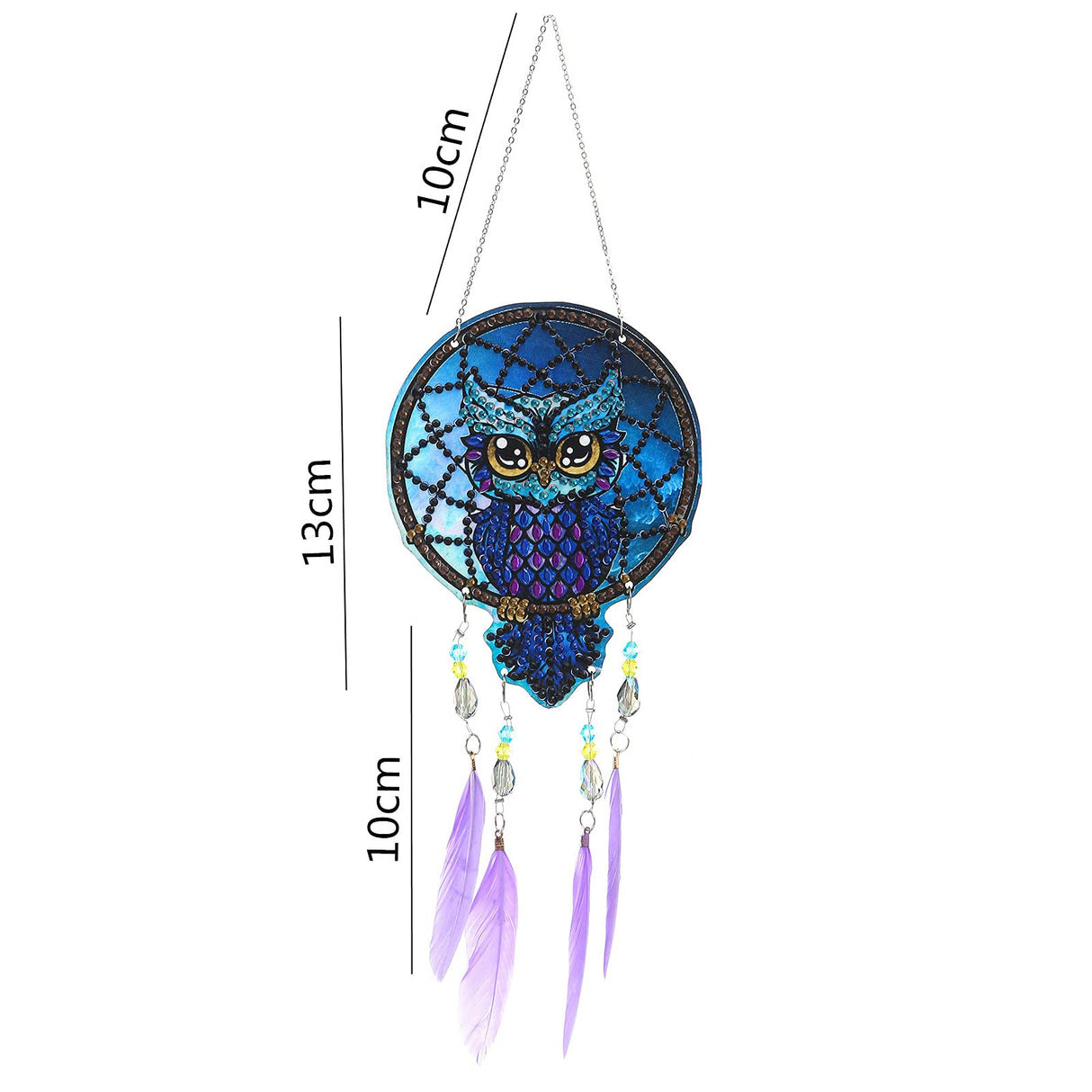 VVBAOZI DIY Owl Dream Catcher Diamond Painting Window Hanging Double Side Drill Crystal Rhinestones Diamond Art Wind Chimes Owls with Feathers VVBAOZI