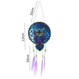 VVBAOZI DIY Owl Dream Catcher Diamond Painting Window Hanging Double Side Drill Crystal Rhinestones Diamond Art Wind Chimes Owls with Feathers VVBAOZI