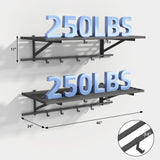 ZHNSYDN 2-Pack 2x4ft Garage Shelving Wall Mounted, Heavy Duty Garage Storage Shelves with 12 Hooks, 2' x 4' Wall Mount Shelves with 500LBS Capacaity ZHNSYDN