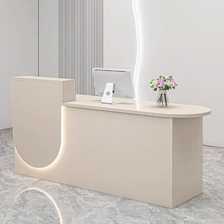GUQASDV Reception Desk with Counter, Modern Reception Standing Counter, Front Desk Reception Counter, Office Counter Table with Soft Lighting for Clothing Stores, Restaurants(Beige,1.1m) GUQASDV