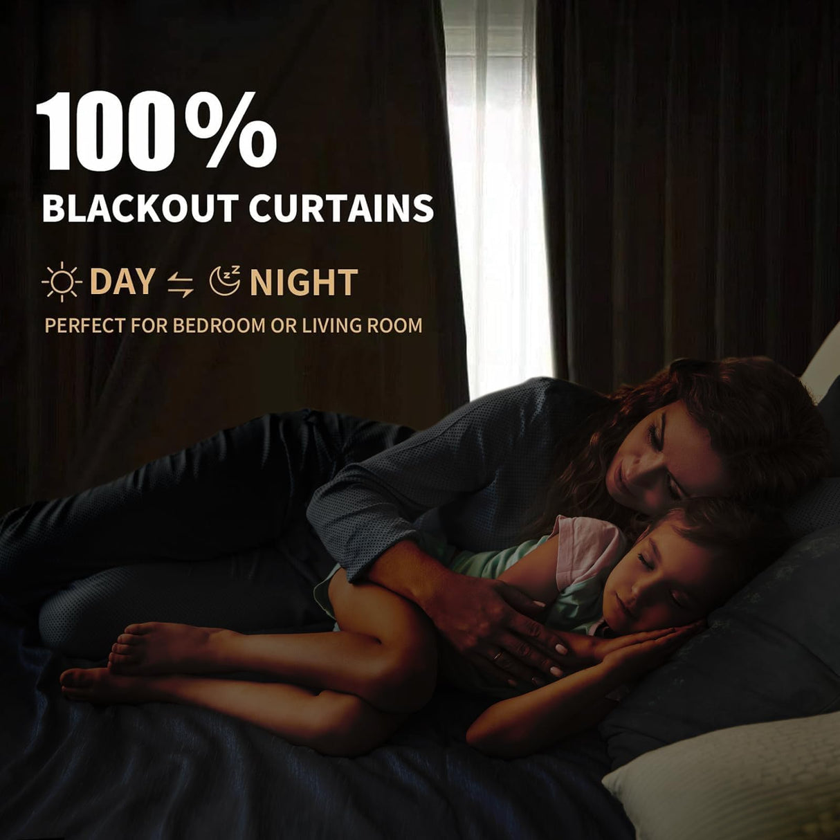 INOVADAY 100% Blackout Curtains for Bedroom, Black Out Curtains Clip Rings/Rod Pocket Linen Blackout Drapes 2 Panels Set, Thermal Insulated Drapes for Living Room, Beige, W50 x L108 INOVADAY