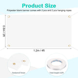 PATIKIL 2 PCS Blank Banners Signs to Decorate 2'x4' Sublimation White Banner with Hanging Rope for Business Outside Outdoor Wall PATIKIL