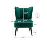 BELLEZE Modern Velvet Accent Chair, Wingback Small Upholstered Reading Chair with Solid Wood Legs, Comfy Tufted Button Armless Corner Chair for Living Room, Bedroom - Sheila (Green) BELLEZE