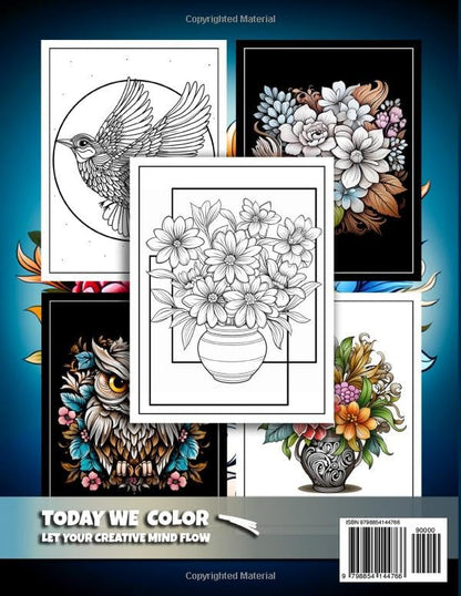 Stress Relief: Coloring Books For Adults with Flowers, Landscapes, and Animals Designs for Stress Relief, Relaxation, and Creativity