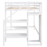 Harper & Bright Designs White Full Loft Bed with Storage Staircase and Wardrobe for Kids Harper & Bright Designs