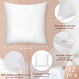 Remagr 12 Pack Sublimation Pillow Cases Bulk 18 x 18 Inch White Blank Cushion Covers DIY Heat Transfer Pillow Covers Short Plush with Invisible Zipper Decorative Polyester Throw Pillow Covers Remagr