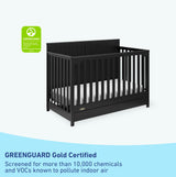 Graco Hadley 5-in-1 Convertible Crib with Drawer (Black) – Combo, Includes Full-Size Nursery Storage, Converts from Baby Crib to Toddler Bed, Daybed Graco