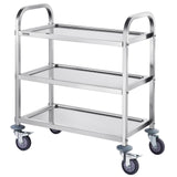 VEVOR Stainless Steel Cart, 3 Layers Lab Utility Cart 400 lbs Weight Capacity, Medical Cart with Lockable Universal Wheels, for Lab, Clinic, Kitchen, Salon VEVOR