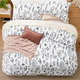 Bedsure Twin/Twin XL Duvet Cover - Reversible White Duvet Cover Set with Zipper Closure, 2 Pieces Cute Floral Patterned Bedding Set with 8 Corner Ties and 1 Pillow Sham Bedsure