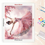 Cherry Blossom Ballerina Paint by Numbers Kit for Adults – DIY Elegant Dancer in Pink Dress Painting on Canvas 16x20In, Acrylic Paint Set for Beginners, Art for Home Decoration or Gifts DecorFriday