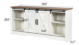 4 EVER WINNER White TV Stand for 65 inch TV for Living Room, Modern Farmhouse Barn Door TV Stand with Storage Cabinets and Adjustable Shelves for Bedroom, Media Entertainment Center TV Console Table 4 EVER WINNER