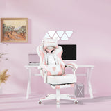Vonesse Pink Gaming Chair for Adults,Girls Computer Chair with High Back,Big and Tall Gaming Chairs with Footrest and Massage,Reclining Gamer Chair(White/Pink) Vonesse