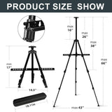 AROIC 1 Pack Art Painting Display Easel Stands,Portable Adjustable Aluminum Metal Tripod Artist Canvases Height from17 to 66 Inch Extra Sturdy forTable-Top/Floor Painting. Black with 1 Storage Bag AROIC