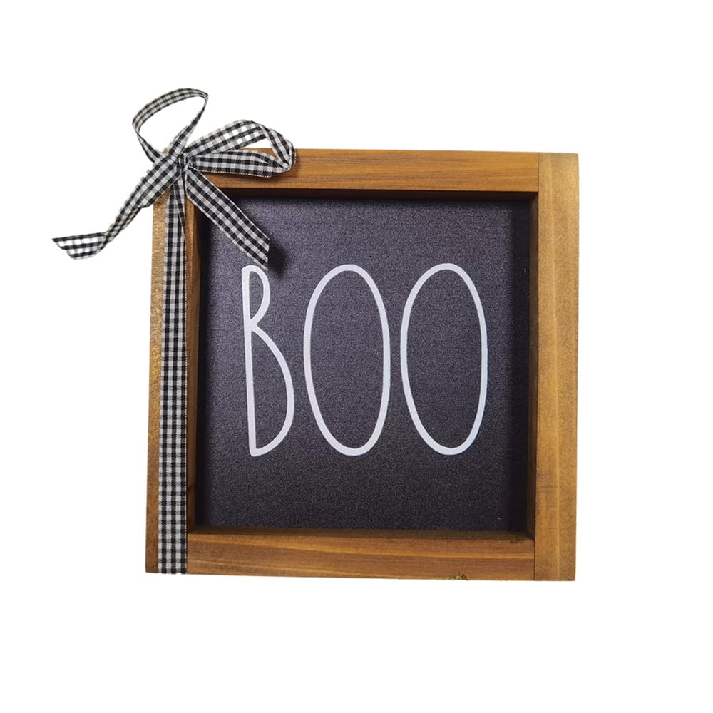 skyjoohy Boo Sign, Halloween Wooden Signs Boo Table Decorations Halloween Home Decor Indoor Tiered Tray Decor Bathroom Farmhouse Desk Decor Inside Decorative Signage (Hallowween-BOO) - WoodArtSupply